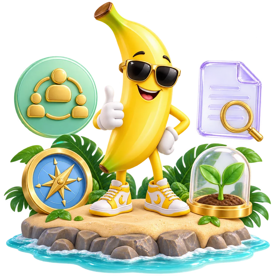 King Potassium mascot with community, transparency, direction and growth symbols